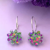 Handmade Sparkling Glitter Flower Earrings